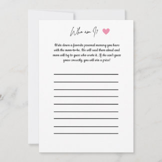 Baby Shower Game - Wer bin ich? Einladung