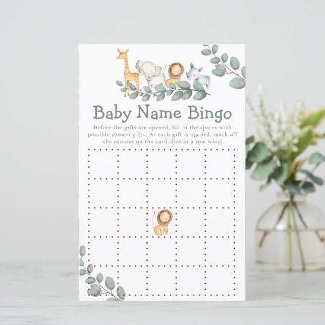 Baby Shower Game Wild One Bingo (Stehend Vorderseite)