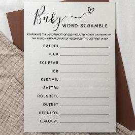 Baby Shower Game Word Scramble mit Answer Key Einladung