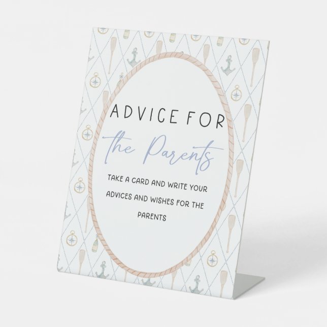Baby Shower Games - Advice for Parents Sign Sockelschild (Vorderseite)