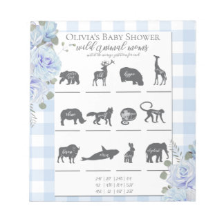 Baby Shower Games Blue Rose Gingham Notizblock