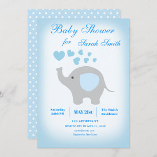 Baby shower garçon Blue Elephant Invitation