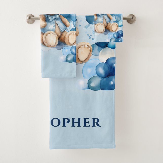 Baby shower Garçon Teddy Bear Blue Train (En situation)