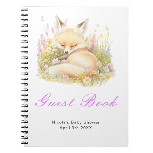 Baby Shower Gästebuch Frühling Fuchs Notizblock (Vorderseite)