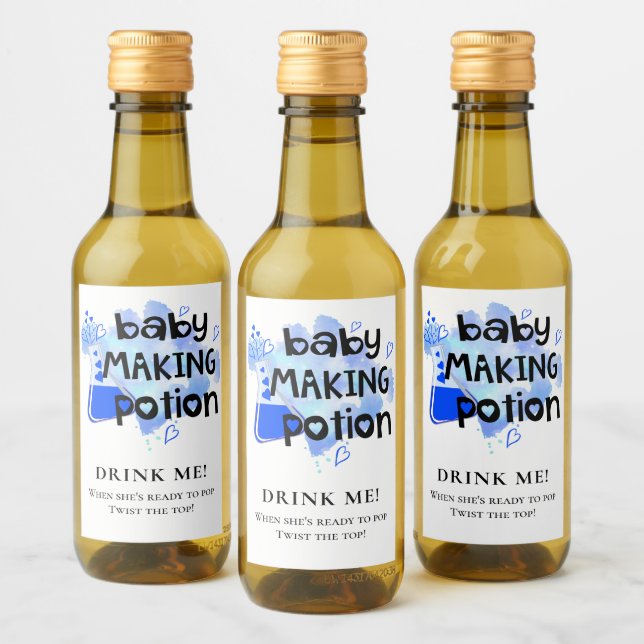 Baby Shower Gefallen Baby Maaking Potion Blue Hear Weinetikett (Flaschen)