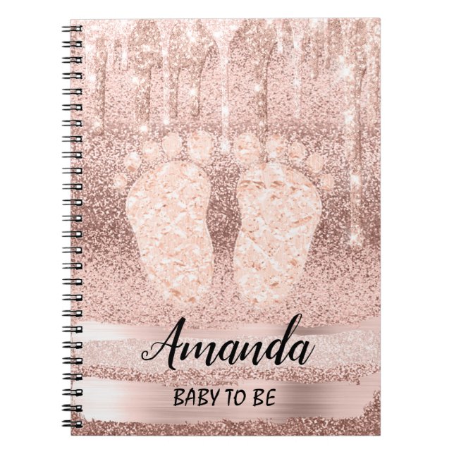 Baby Shower Gender Revival Rose Gold Feet Tropfen Notizblock (Vorderseite)