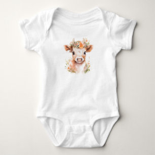 Baby-Shower-Geschenk, Babykuh mit Blumen  Baby Strampler