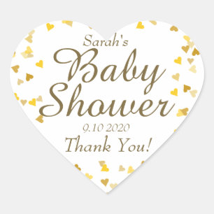 Baby-Shower-Geschenk Golden Hearts / Streusel Favo Herz-Aufkleber