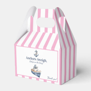 Baby-Shower-Geschenkbox mit rosa Streifen 'Anchors Geschenkschachtel