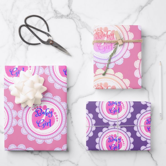 Baby Shower Geschenkwrap Geschenkpapier Set (Vorderseite)