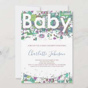 Baby-Shower geschlechtsneutrales Elefant Einladung