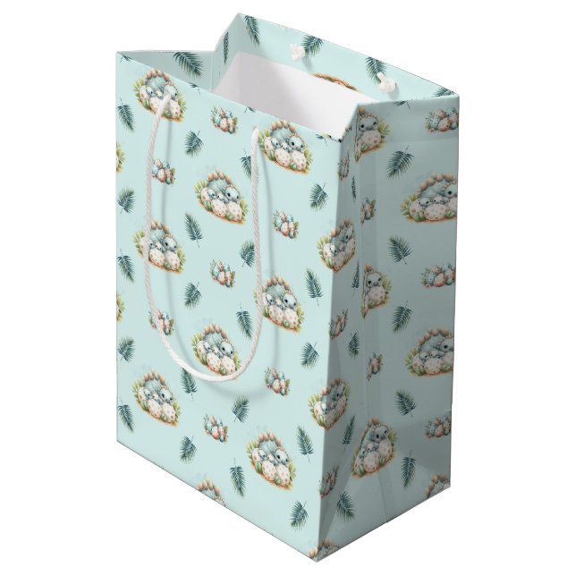 Baby Shower Gift Bag Baby Dinosaur Pattern Mittlere Geschenktüte (Rückseite Schrägansicht)