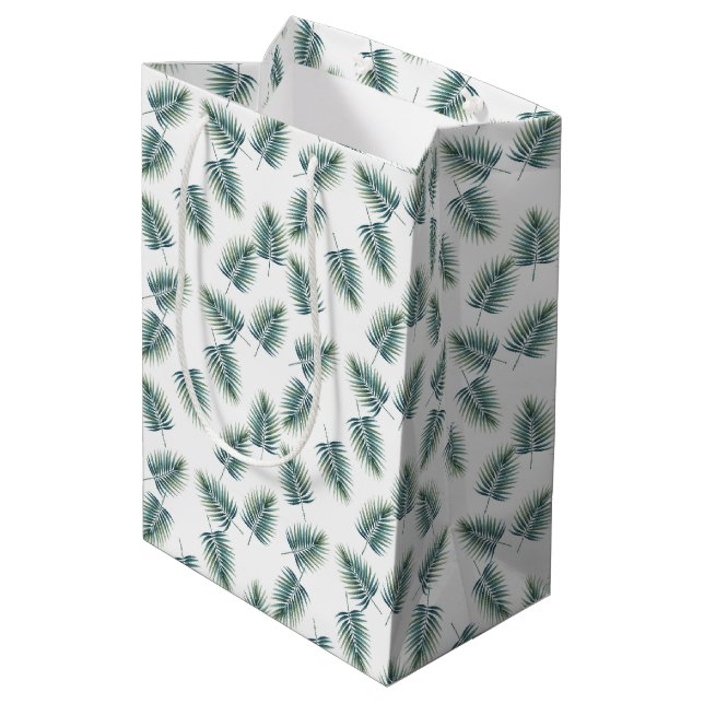 Baby Shower Gift Bag Fern Pattern Dinosaur Party Mittlere Geschenktüte (Rückseite Schrägansicht)