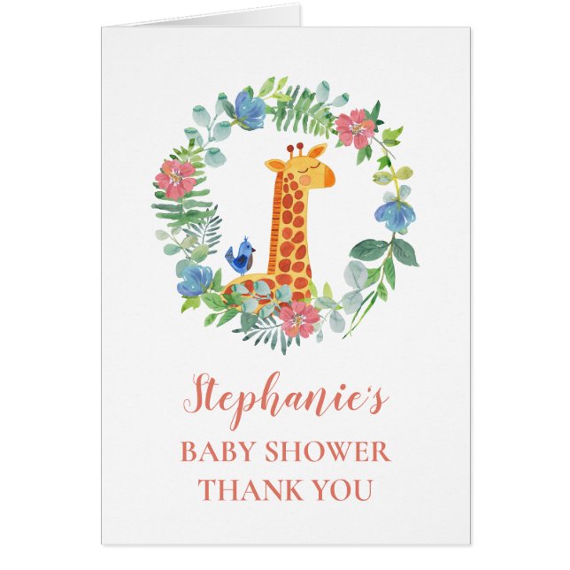 Baby shower Giraffe Floral Merci de couronne (Devant)