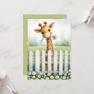 Baby-Shower-Giraffe mit Gänseblümchen Einladung
