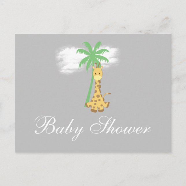 Baby shower Giraffe sur les invitations gris argen (Devant)