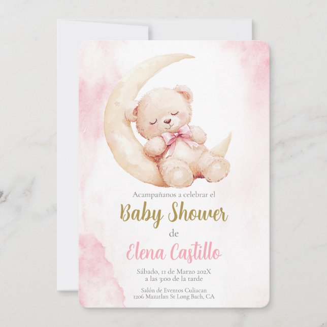 Baby Shower Girl auf Spanisch Einladung (Vorderseite)