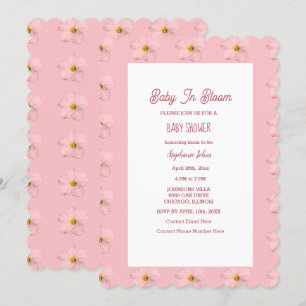 Baby Shower Girl Baby in blühendem Blumenmuster Ro Einladung