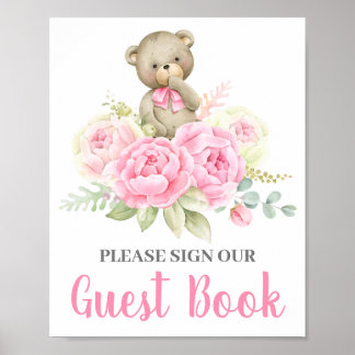 Baby Shower Girl Bear Gästebuch