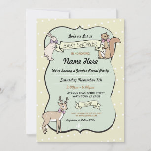 Baby Shower Girl Deer Polka Dot Einladung