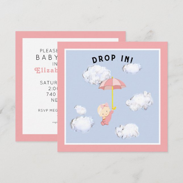 Baby Shower Girl Einladung (Vorne/Hinten)