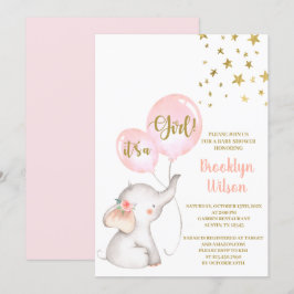 Baby Shower Girl Elephant Einladung