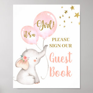 Baby Shower Girl Elephant Gästebuch