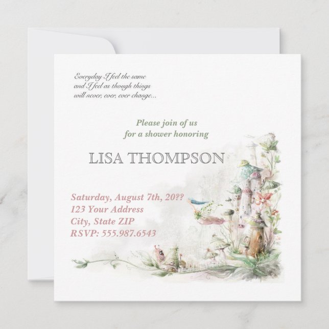 Baby shower GIRL Fairytale Forest Carte Cute (Devant)