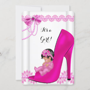 Baby Shower Girl Hot Pink Baby Showlace 2 Einladung