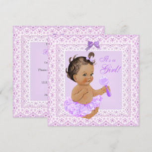 Baby Shower Girl Hübsch Lavender Lease Brünett Einladung