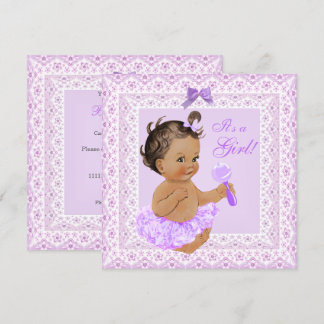 Baby Shower Girl Hübsch Lavender Lease Brünett Einladung