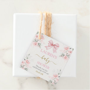 Baby Shower Girl mit Bogen Geschenkanhänger