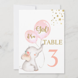 Baby Shower Girl Pink Elephant Table Schild Einladung