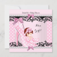 Baby Shower Girl Pink Polka Dots High Heel Shoel 3