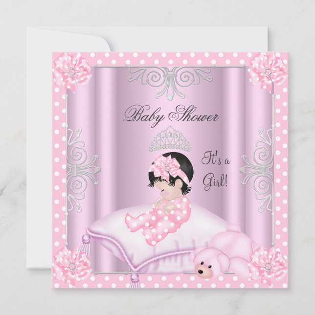 Baby Shower Girl Pink Princess Tiara Einladung (Vorderseite)