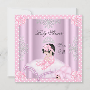 Baby Shower Girl Pink Princess Tiara Einladung