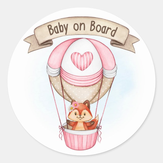 Baby Shower Girl Pink Runder Aufkleber (Vorderseite)