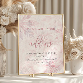 Baby Shower Girl Pink Snowflake Adresse Poster