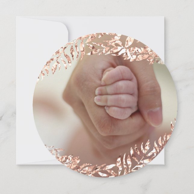 Baby Shower Girl Rose Gold Pink Royal Foto E Einladung (Rückseite)