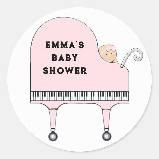 Baby Shower Girl Runder Aufkleber (Vorderseite)