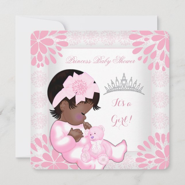 Baby Shower Girl Sweet Baby Peach Pink White Bear Einladung (Vorderseite)