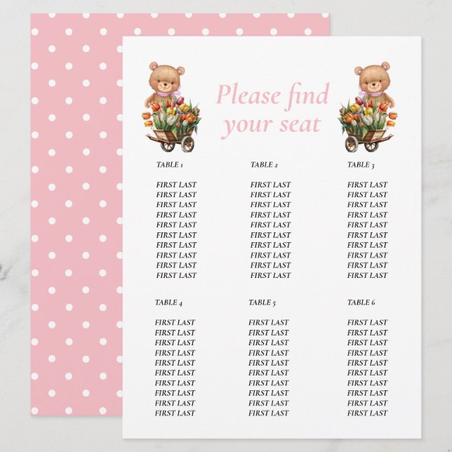 Baby Shower Girl Teddy Floral Rustikale Grafik Einladung (Vorne/Hinten)
