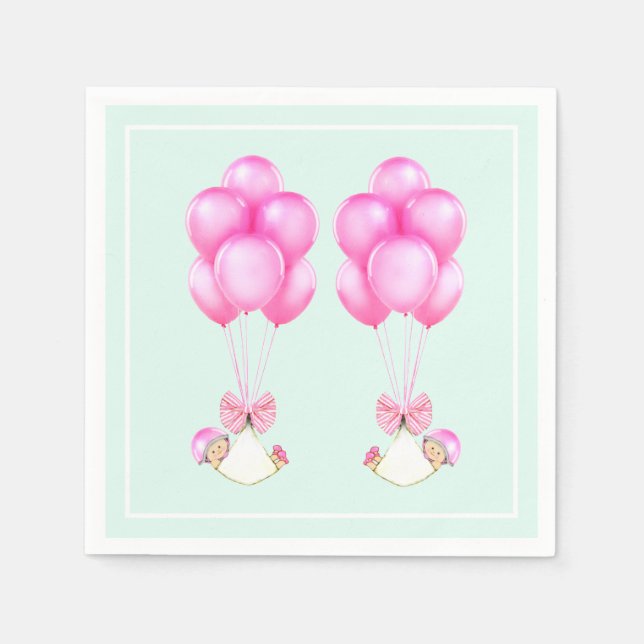 Baby Shower Girl Twins Serviette (Vorderseite)