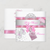 Baby Shower Girl White Pink Princess Tiara Magical