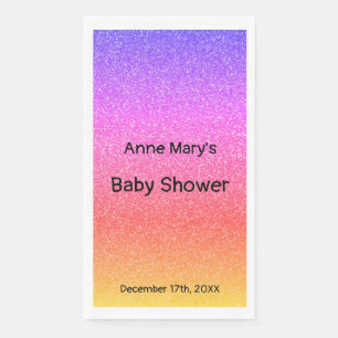 Baby Shower Girls Individuelle Name Glittery Pink  Serviette