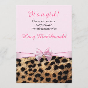 Baby Shower Girls Pink Bow Leopard Cheetah Einladu Einladung