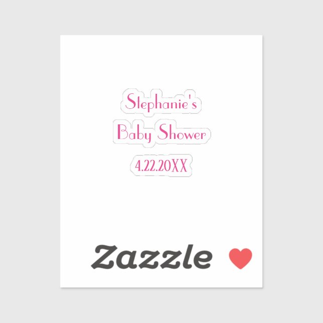 Baby Shower Girls Pink Individuelle Name Elegant 2 Aufkleber (Blatt)