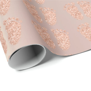 Baby Shower Glitzer Girl Copper Rose Gold Feet Geschenkpapier