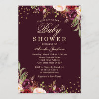 Baby Shower Gold Burgund Blumensparkle