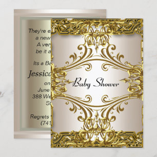 Baby Shower Gold Creme Neutral Einladung
